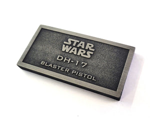 Rebel Alliance DH-17  Blaster Pistol name plate placard