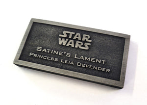 Satine's Lament princess Leia defender Blaster Pistol name plate placard