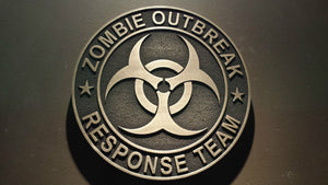 zombie outbreak response team plaque brass finish