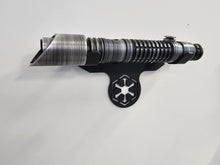 metal wallmount lightsaber bracket with jedi or sith logo