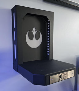 Collectible Display Stand with drawer Customizable background and identification plate