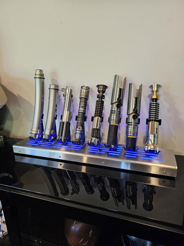 vertical lightsaber stand for 8 sabers with LED lights