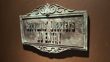 Disney Prop Haunted Mansion Attraction Servants Quarters no entry Plaque Sign ANTIQUE FINISH