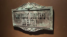 Disney Prop Haunted Mansion Attraction Servants Quarters no entry Plaque Sign ANTIQUE FINISH
