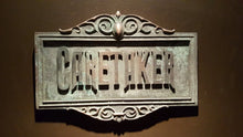 Disney Prop Haunted Mansion Attraction Caretaker Plaque Sign antique finish