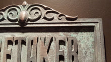 Disney Prop Haunted Mansion Attraction Caretaker Plaque Sign antique finish