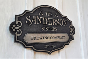 customizable Sanderson Sisters plaque hocus pocus brewing company bed and breakfast