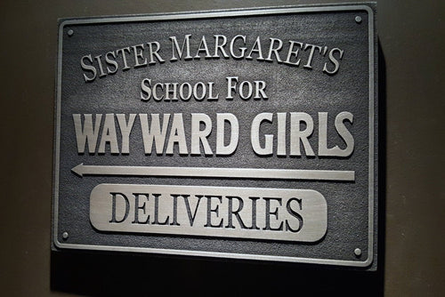 Marvels Deadpool School for Wayward Girls Delivery sign plaque Daredevil Hellhouse