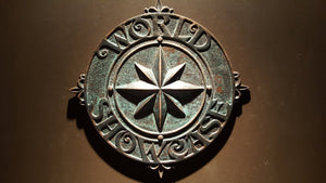 Disney world epcot world showcase trashcan Medallion prop with aged finish
