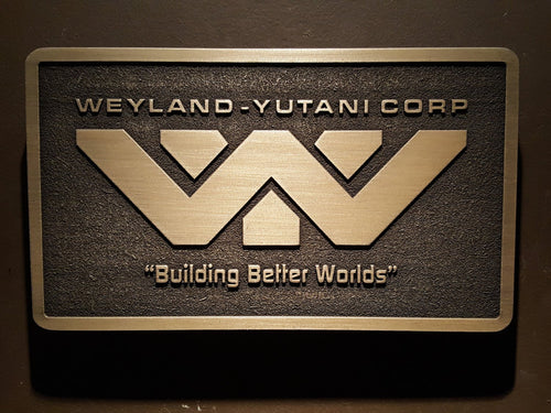 Weyland Yutani Corporation Alien Logo plaque BRASS finish