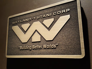Weyland Yutani Corporation Alien Logo plaque BRASS finish