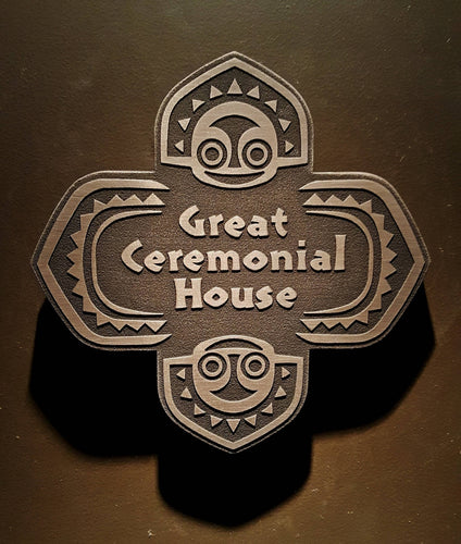 Disney polynesian resort Great Ceremonial House Tiki replica sign bronze finish