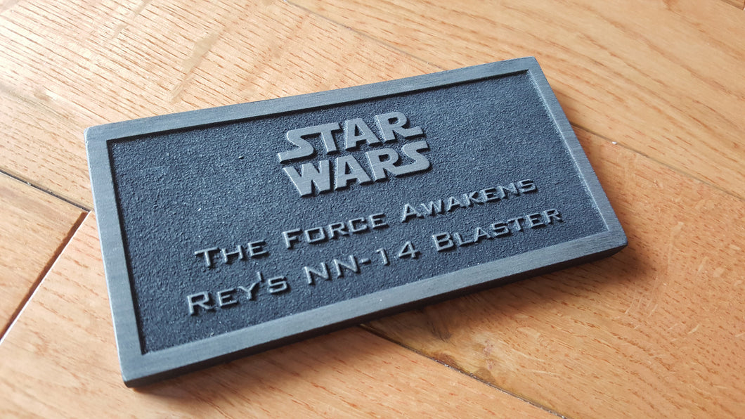 star wars nn-14 rey's Blaster name plate the force awakens