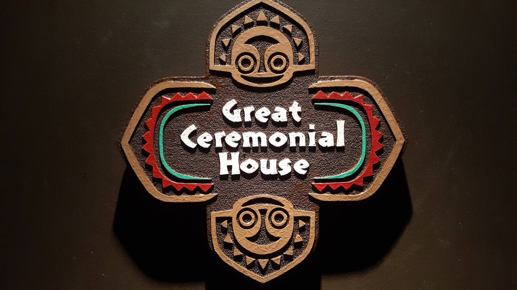 Disney polynesian resort Great Ceremonial House Tiki replica sign
