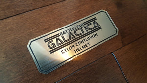 Battlestar Galactica Cylon helmet data plate