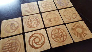 set of 11 epcot themed bamboo coasters