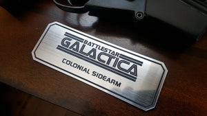 Battlestar Galactica colonial sidearm data plate