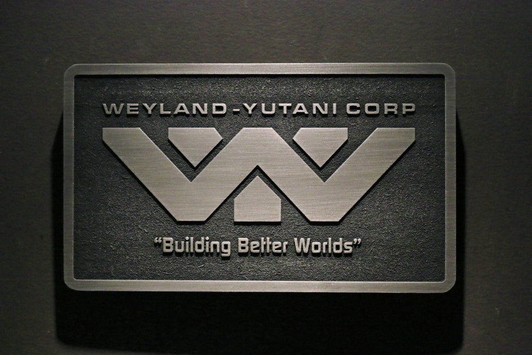 Weyland Yutani Corporation Alien Logo plaque Nickel/silver finish