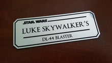 Luke Skywalkers Dl-44 blaster data plate