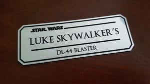 Luke Skywalkers Dl-44 blaster data plate