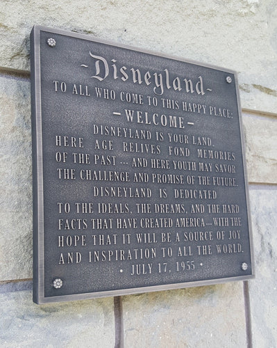 Disneyland welcome plaque replica bronze finish