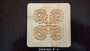 set of 6 polynesian themed bamboo coasters
