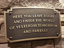 large sized Disneyland entranceway plaque
