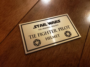 Star wars Tie fighter pilot helmet data plate