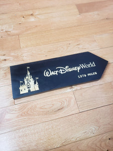 large Custom Directional sign with distance from your home to Disneyworld