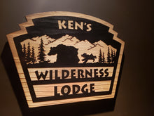 customized wilderness lodge wood sign