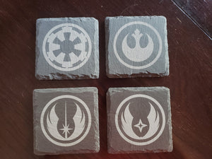set of 4 Star wars themed slate coasters