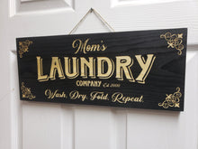 Customizable Laundry room wood door sign wash dry fold repeat