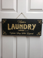 Customizable Laundry room wood door sign wash dry fold repeat