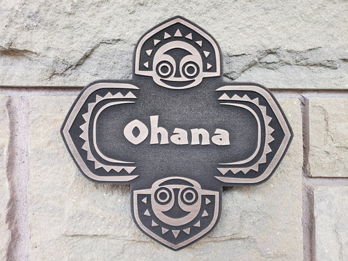 Disney polynesian resort Ohana Tiki replica sign bronze finish