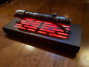 Star Wars Lightsaber Display stand with rear jack & LED lights-  textured black finish single saber