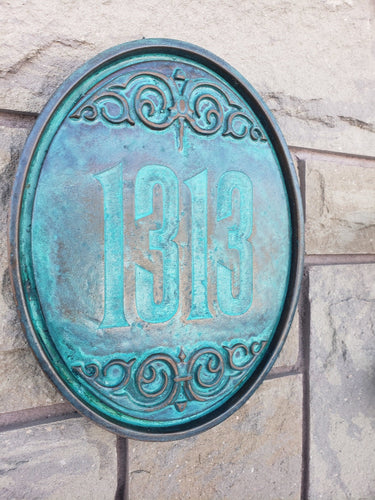 Personalized oval Haunted Mansion Themed address Plaque