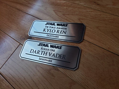star wars Lightsaber name plate movie format