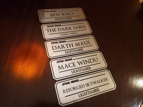 star wars Lightsaber name plate data plate
