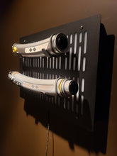 black finish double Lightsaber wallmount Display stand with LED lights