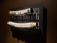black finish double Lightsaber wallmount Display stand with LED lights