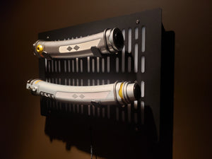 black finish double Lightsaber wallmount Display stand with LED lights