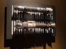black finish double Lightsaber wallmount Display stand with LED lights