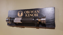 etched wood single lightsaber wallmount customizable