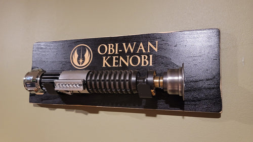 etched wood single lightsaber wallmount customizable