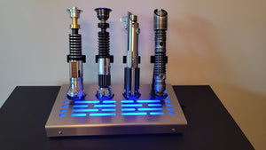 Star Wars 4 Lightsaber vertical Display stand with LED lights stainless cover