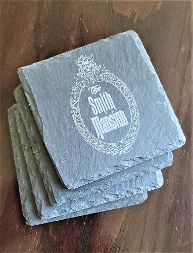 customized haunted mansion themed set of 4 slate coasters