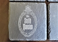 customized haunted mansion themed set of 4 slate coasters