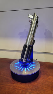 single vertical lightsaber display stand with stainless cover