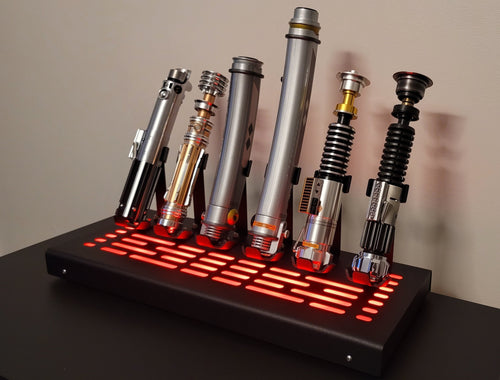 star wars 6 Lightsaber vertical Display stand with LED lights black cover