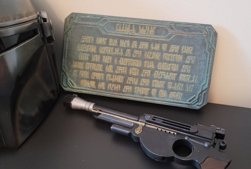 Star Wars Living Waters Mythosaur dedication plaque with aged finish mandalorian